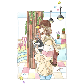 キャップ女子と黒柴