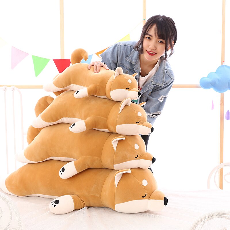 抱枕 娃娃 羽絲絨 柴柴 柴犬娃娃 趴趴狗 枕頭 絨毛玩具 秋田犬 柴柴 玩偶狗狗 公仔 女生 生日 聖誕禮物 睡覺抱枕 柴犬趴趴抱枕