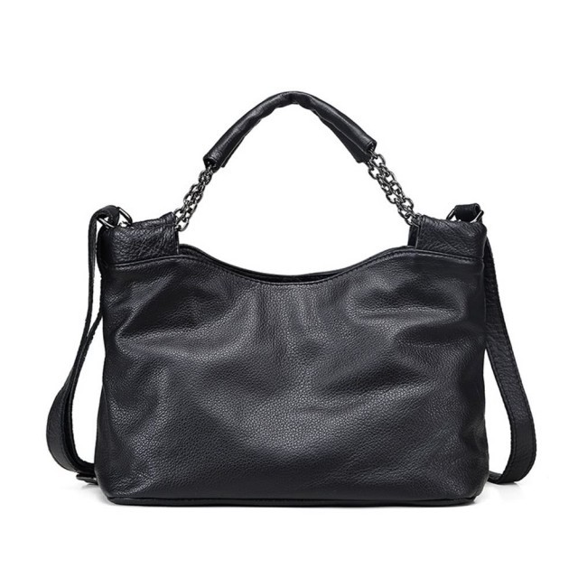 黑色 牛皮 大容量 方型 手提包 / 真皮 側背包 女包包 73wt11【米蘭精品】【蝦皮商城注意事項】1.蝦皮商城提供15天鑑賞期之權益(含例假日，此為考慮期並非試用期)，若商品如經拆封、使用、以致