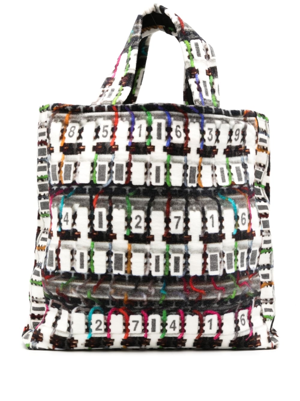 CHANEL Pre-Owned - number-print terry-cloth beach bag - women - Cotton - One Size - White