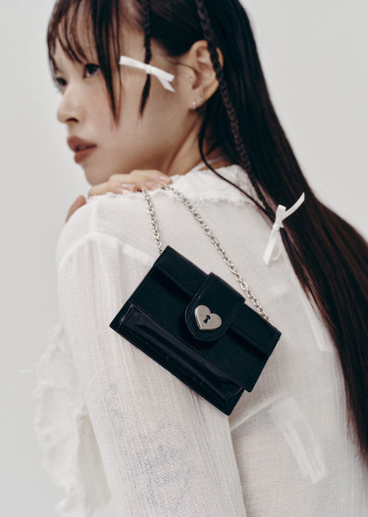 HIGH CHEEKS Heart Charm Leather Mini Bag