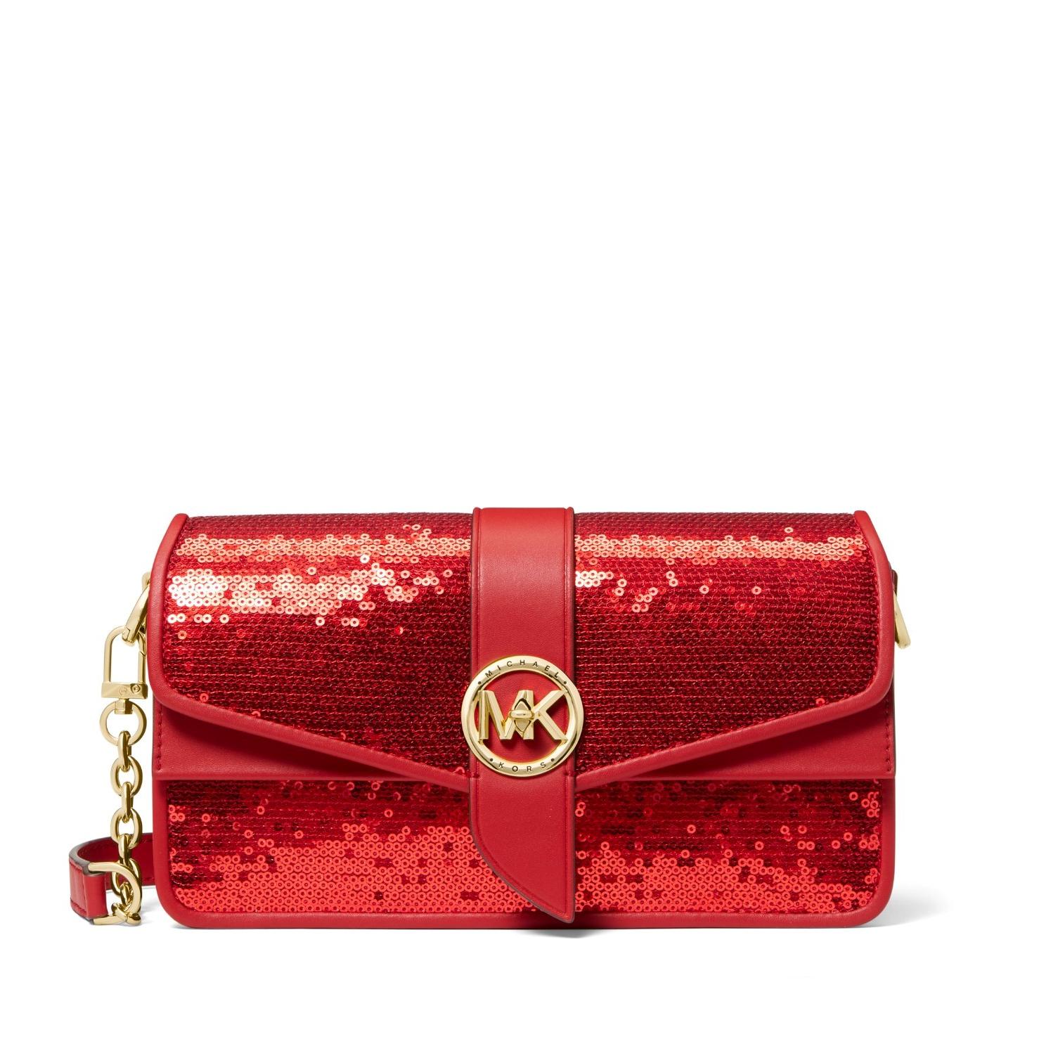 MICHAEL KORS Greenwich 紅色亮片鍊帶包