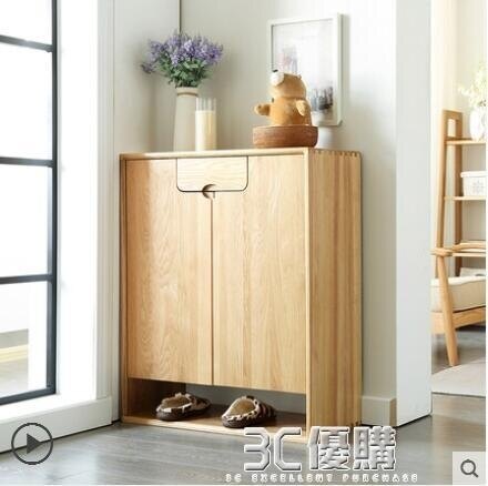 鞋櫃 原始原素全實木鞋櫃透氣橡木客廳家具簡約收納櫃門廳邊櫃玄關櫃子 聖誕節狂歡購