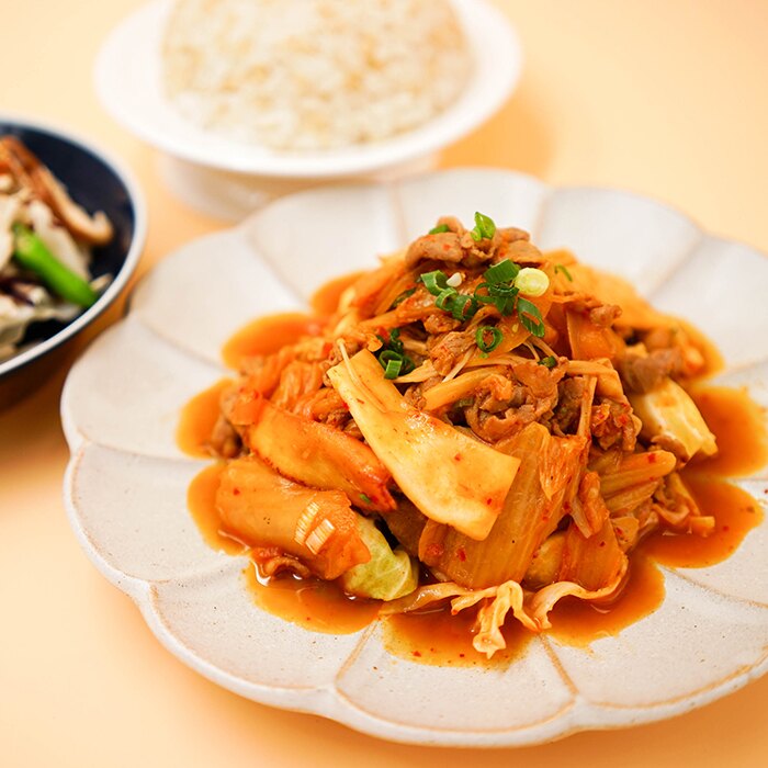 韓式泡菜炒梅花肉套餐。人氣店家老廣家的回家吃飯組合餐有最棒的商品。快到日本NO.1的Rakuten樂天市場的安全環境中盡情網路購物，使用樂天信用卡選購優惠更划算！