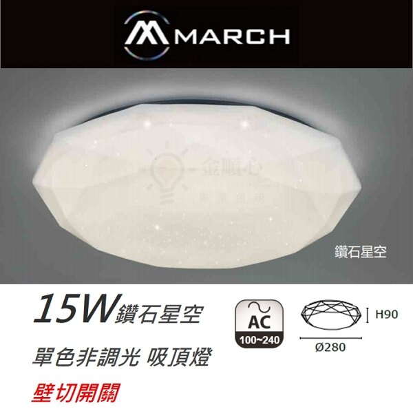 ☼金順心☼專業照明~MARCH LED 15W 吸頂燈 鑽石星空 / 晶耀星空 單色非調光 全電壓 保固一年