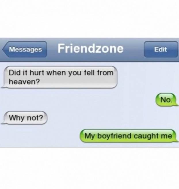 Real message. Friend Zone 2019. Funny text image.