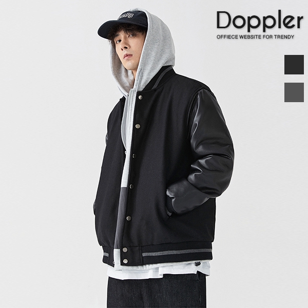 更多超值外套請點這邊喔⤵#DOPPLER 精選外套顏色: 深灰 / 黑 材質: 袖>合成皮革 外層>毛呢 內層> 鋪棉尺寸： M～2L 男模特兒 178/63 穿著 XL 小寬鬆顏色尺寸選擇方法：【購