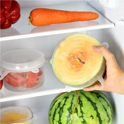 ◎*周圍防滑圈 倒立也不會漏|◎*柔軟可塑性強 方形餐具亦適用|◎*容易清洗 可水洗重複使用商品名稱:韓國保鮮蓋超省7盒組(一盒6件組)種類:保鮮蓋/微波蓋上蓋材質:矽膠顏色:透明尺寸:1號-直徑6x