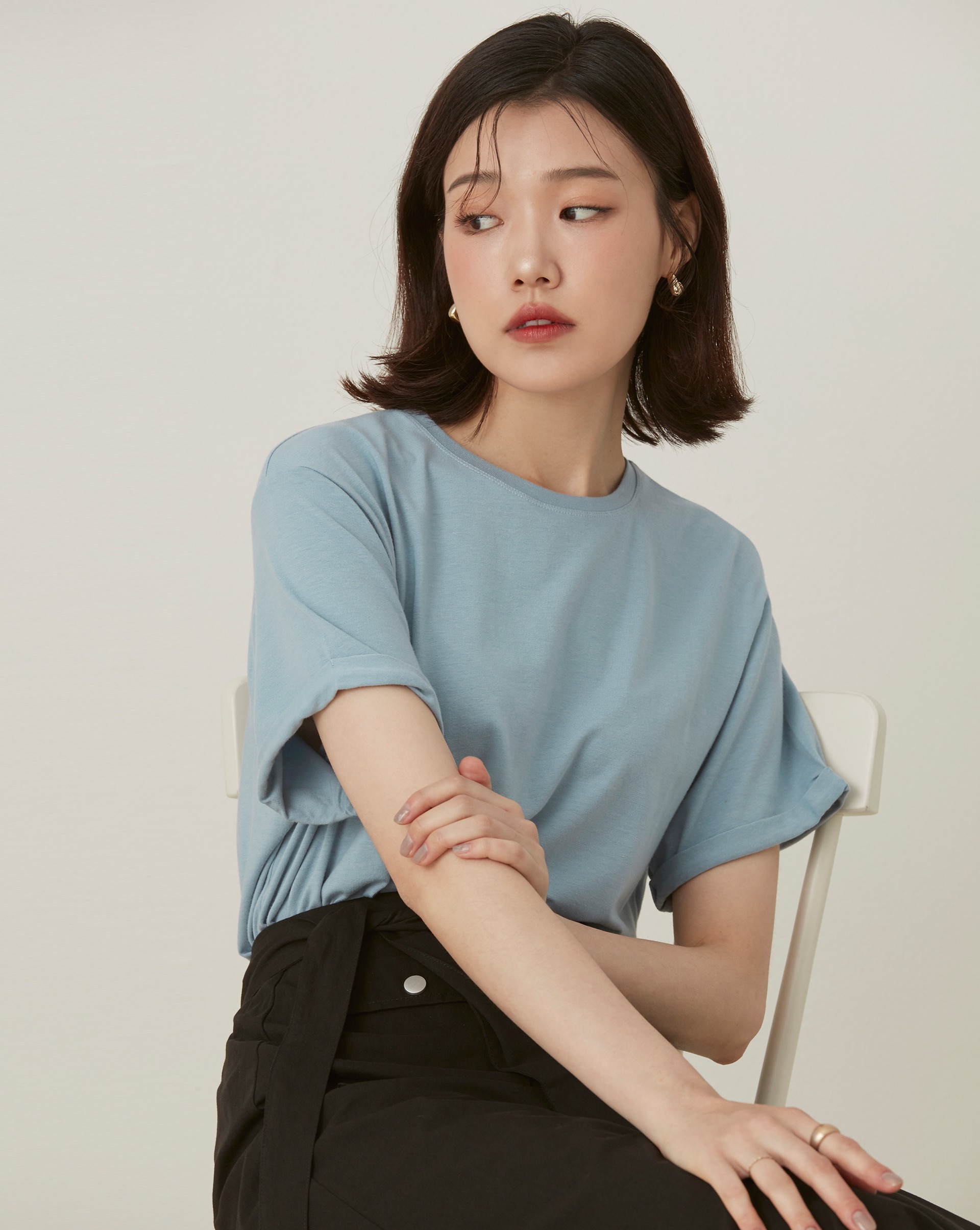 柔軟親膚面料/袖反摺固定/MIT