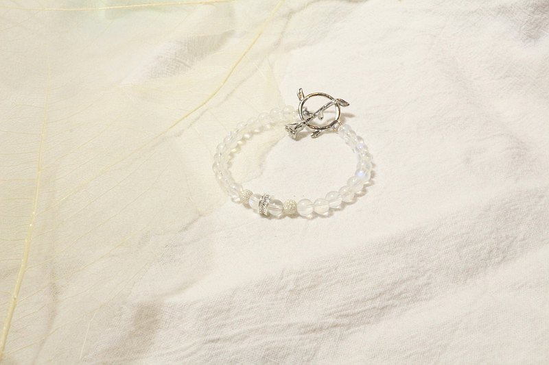 客製化| 月亮玫瑰 | 月光石、配件925銀、扣環為鋁合金