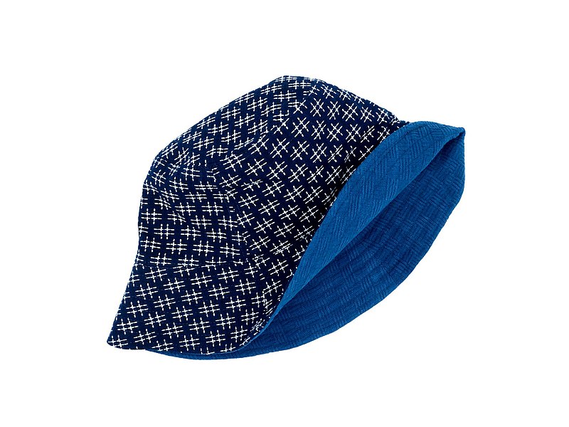 Cotton Indigo Bucket Hat Unisex - One size ( Head Circumference Approx 23 inches ) - Hat double-side