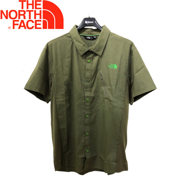 【The North Face 男款 短袖襯衫《綠》】NF0A2SMT/快乾透氣/排汗襯衫/運動襯衫★滿額送