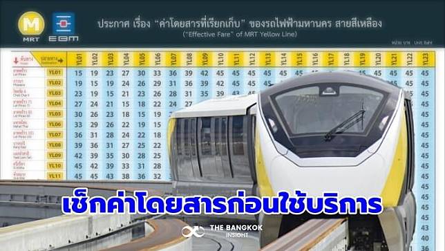 ไม่ฟรีอีกต่อไป! 'รถไฟฟ้าสายสีเหลือง' ขึ้น-ลงสถานีไหน เสียค่าโดยสารเท่าไหร่  เช็กก่อนใช้บริการวันนี้ | The Bangkok Insight | Line Today