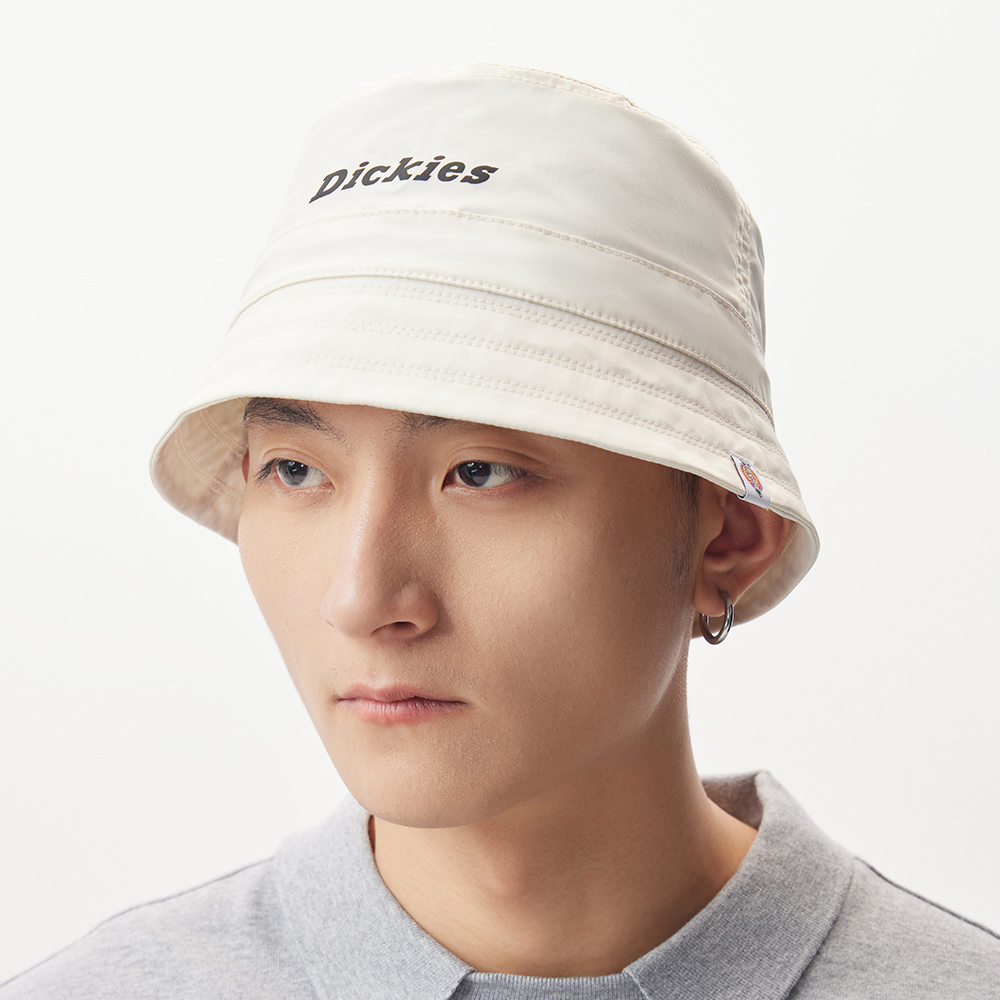 Dickies男女款米白色品牌Logo印花可調節漁夫帽|DK011645C48
