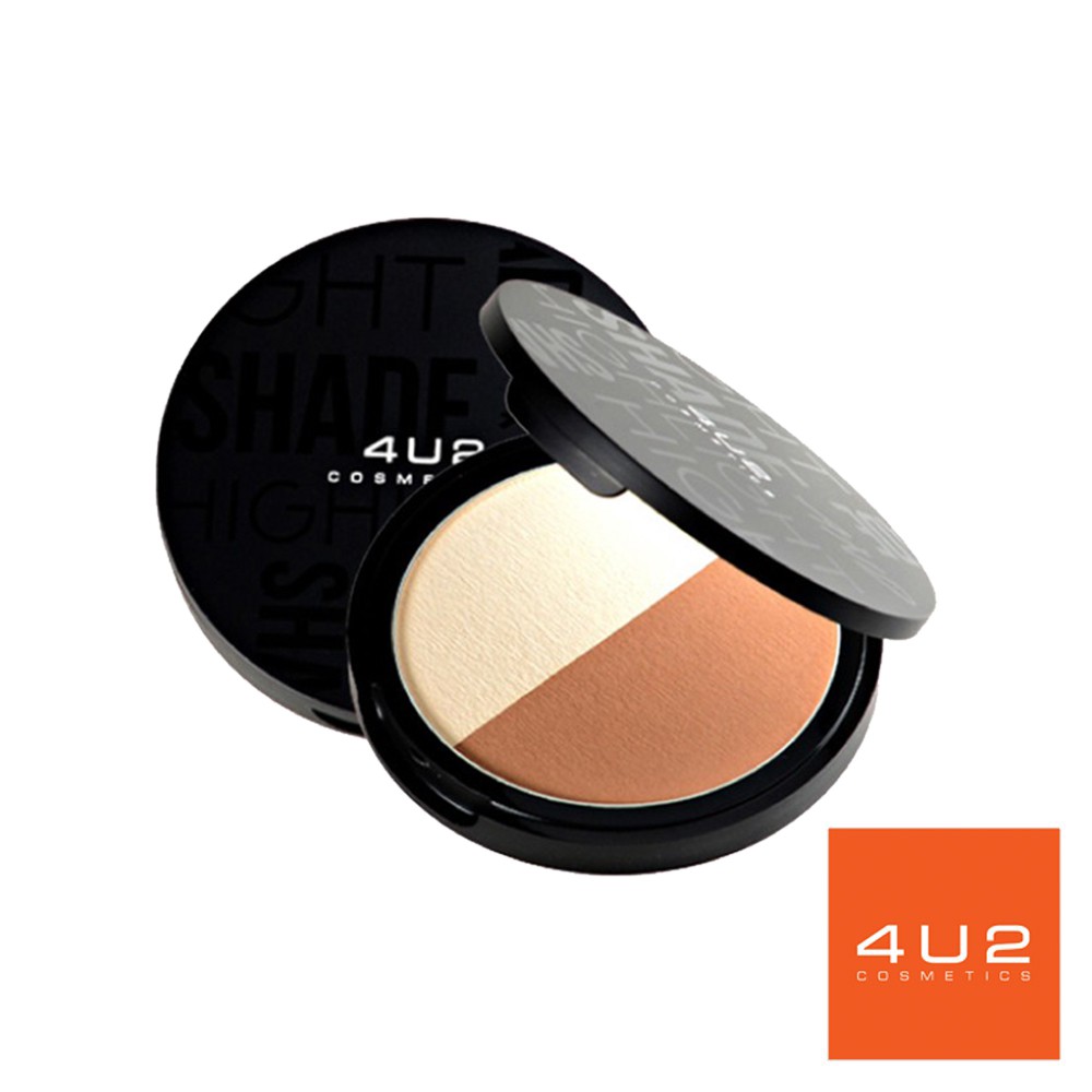 商品特色： ※泰國4U2全系列看這裡>>#4U2蝦皮24hr #平價#泰國#熱銷#彩妝#2019必買 適合亞洲膚色，是一款日常也能使用的實用修容餅 陰影修容，珠光打亮，二合一多用途雙色設計，方便好攜帶
