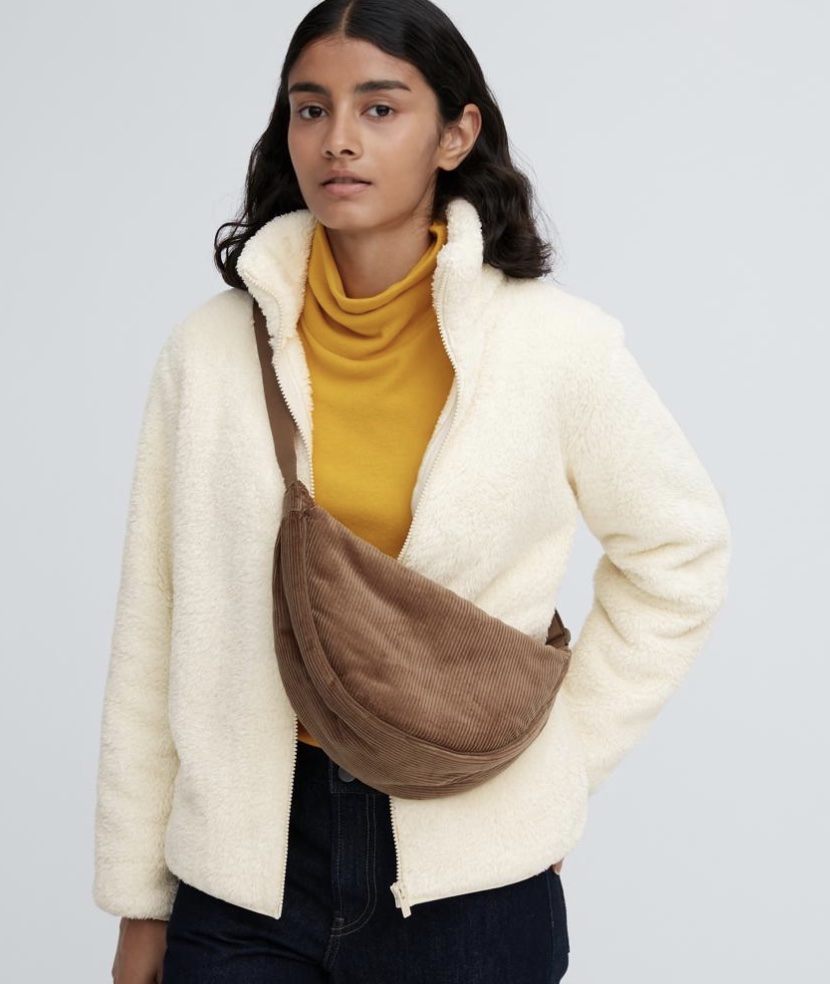UNIQLO 女裝 弧形迷你肩背包(燈芯絨)
