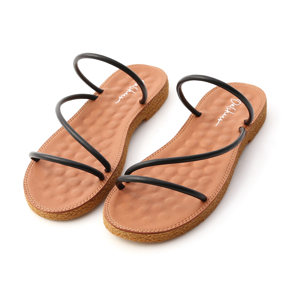 D+AF 簡單百搭．Z字細帶豆豆底涼鞋