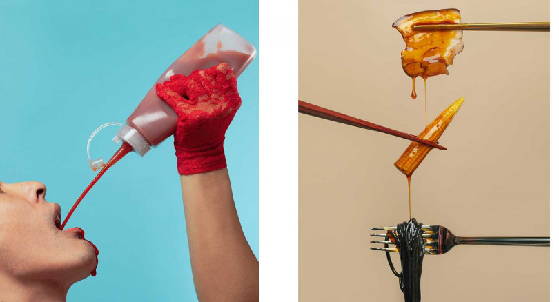 酒單、菜單設計宛如食尚大片，是西班牙攝影大師情色佳作。（圖／the room bistro提供）