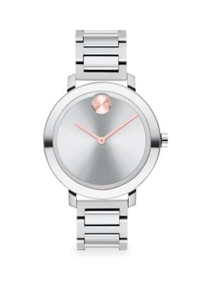 From the Bold Collection. Elegant in its minimalism, this ion-plated stainless steel watch features 