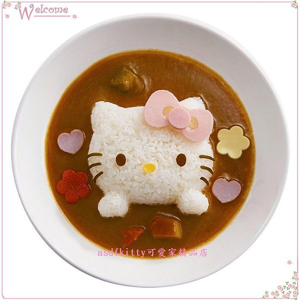 asdfkitty可愛家☆KITTY大臉造型半立體飯糰模型含起司壓模-簡餐.咖哩飯.便當都好用-日本製