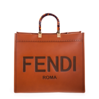 FENDI最新力作 頂級牛皮材質 玳瑁硬質塑膠玻璃雙手把 印 FENDI ROMA 圖案 數量有限售完為止