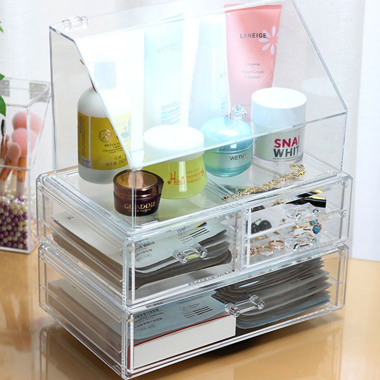 【免運】【大尺寸防塵化妝品收納盒整組】壓克力收納盒 掀蓋式 桌上收納盒 化妝櫃 口紅收納 收納櫃 交換禮物 生日禮物