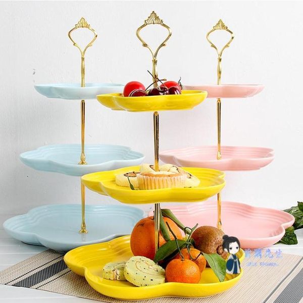 水果盤 瓷江湖陶瓷水果盤客廳創意現代糖果多層托盤零食點心盤三層干果盤T 8色