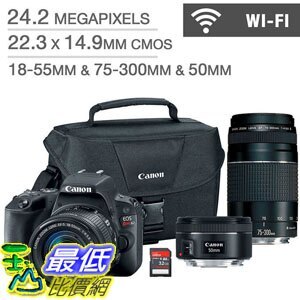 [8美國直購] 單反相機 Canon EOS SL2 DSLR Camera 3 Lens Bundle A1190300