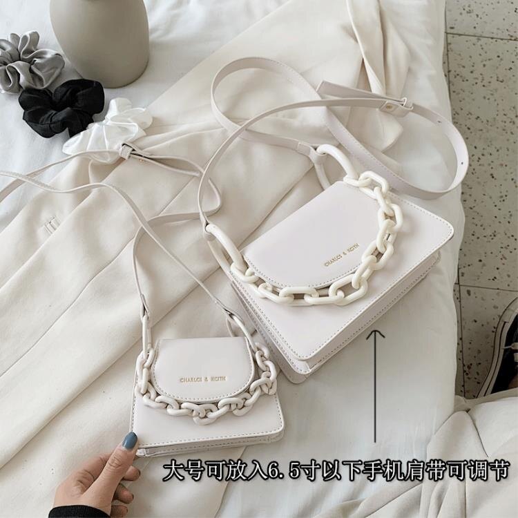 白色迷你小ck包包女包2021新款潮單肩鏈條包網紅百搭斜背