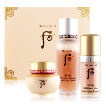 ◆超值優惠組◆一次滿足多種需求◆明星商品組規格：1.Whoo后 秘帖循環精華(15ml)2.Whoo后 重生秘帖(8ml)3.Whoo后 重生秘帖光澤霜(8ml)