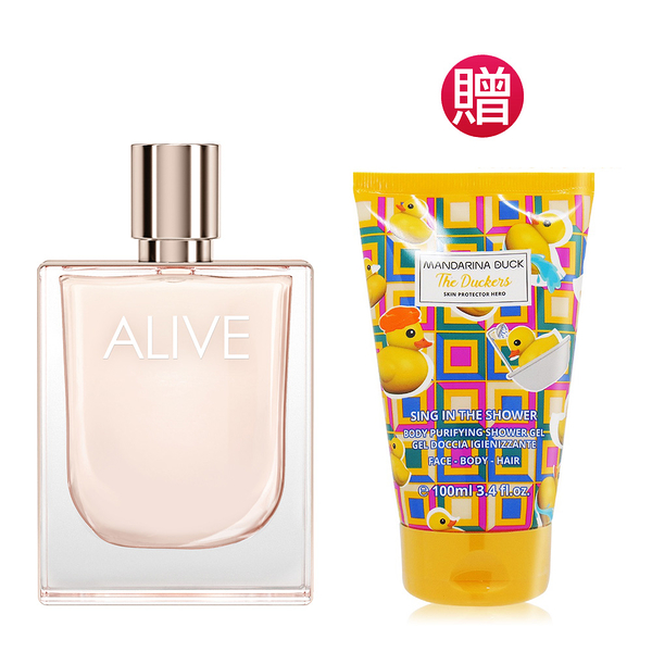 HUGO BOSS 心之所嚮女性淡香水 80ml(贈) MANDARINA DUCK防護小鴨沐浴膠100ml Vivo薇朵