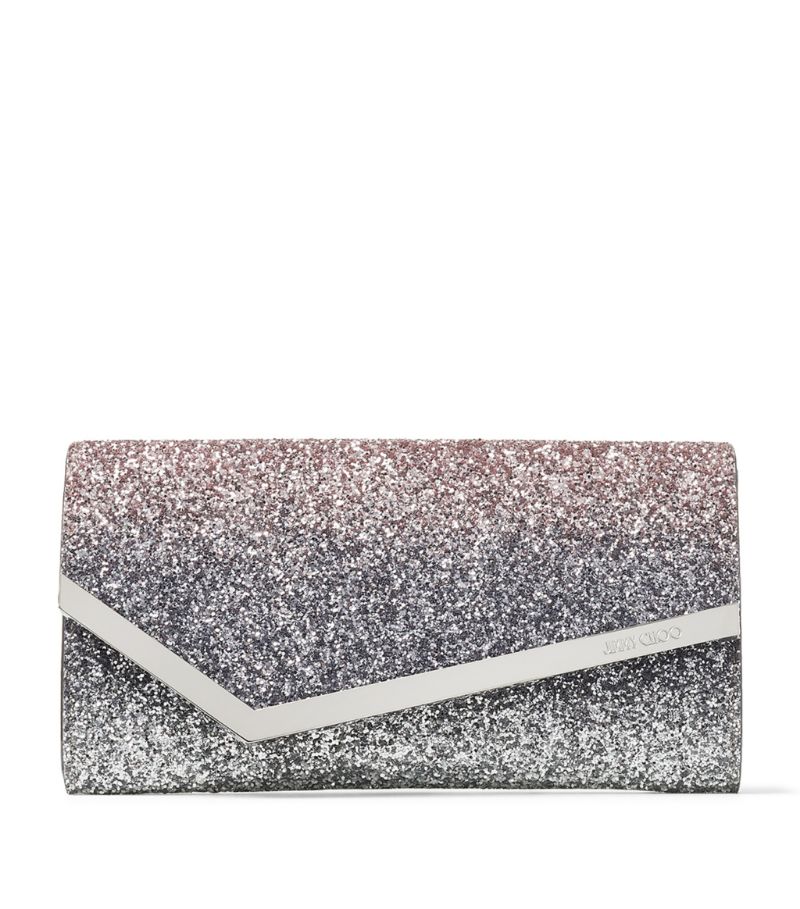 Inject instant elegance into evening ensembles with the Jimmy Choo Emmie clutch in iridescent glitte