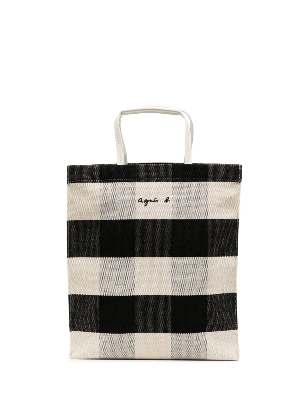 agnès b. - checked-pattern cotton tote bag - women - Cotton - One Size - White