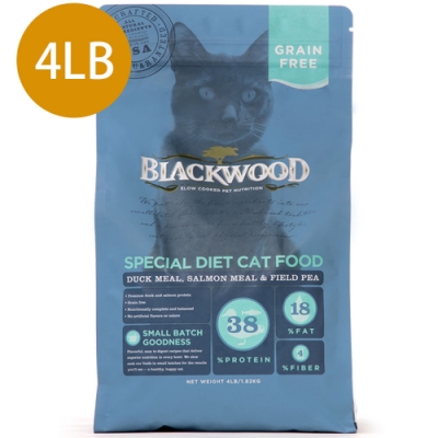 Blackwood柏萊富-特調無穀全齡貓配方(鴨肉+鮭魚+豌豆)4LB