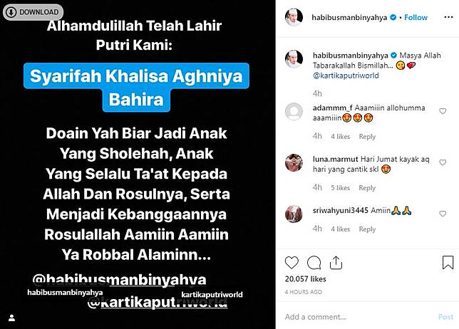 Kartika Putri Melahirkan Sarwendah Fairuz Beri Selamat Ini