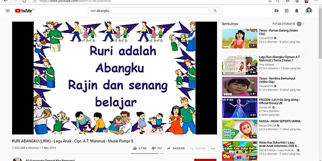 Lirik Lagu Anak Ruri Abangku Ciptaan At Mahmud Kompas Com Line Today