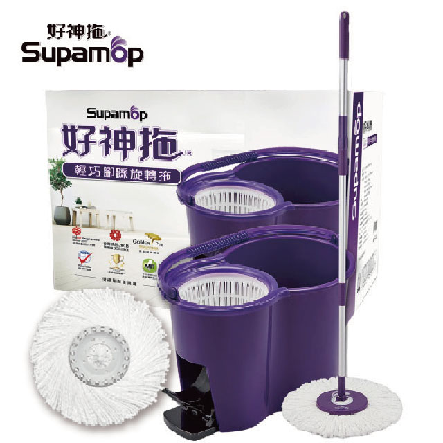 ◆簡潔經典設計，超值實用◆適用30坪以下空間◆脫水設計也能當成小型脫水機，適用毛巾、襪子等小型布料◆腳踩驅動脫水，力氣小的也能輕鬆上手◆獨特布條纖維，強力清潔◆平貼設計，深入死角縫隙◆適合各式地板清潔