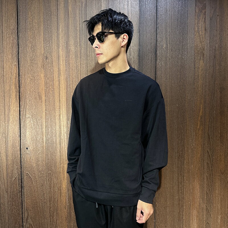 美國百分百【全新真品】Calvin Klein 長袖上衣 棉質 薄T CK 上衣 logo 長T 黑色 CE27
