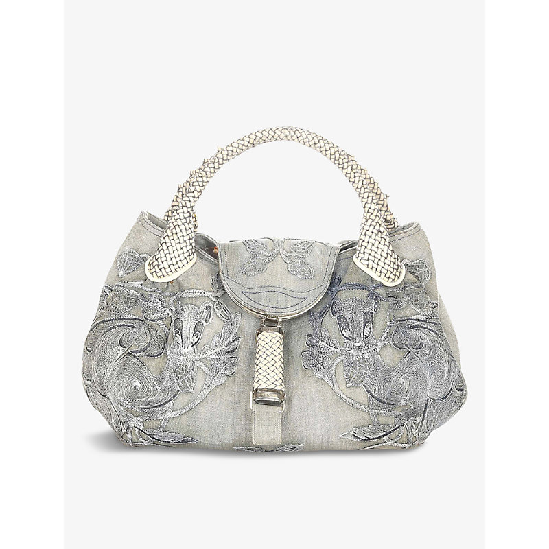 Pre-loved Fendi leather and denim shoulder bag