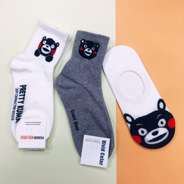 【花想容】日本熊本熊 KUMAMON 吉祥物 韓國襪子 襪子批發