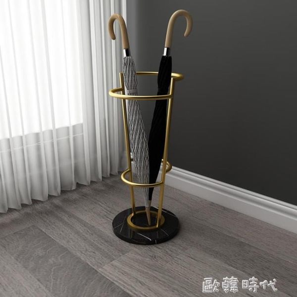 簡約金屬雨傘架北歐家用雨傘收納桶創意大理石酒店大堂店面雨傘架 歐韓時代