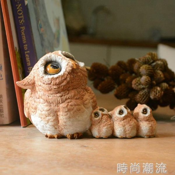 樹脂擺件真自在創意可愛貓頭鷹創意裝飾品動物書房禮物