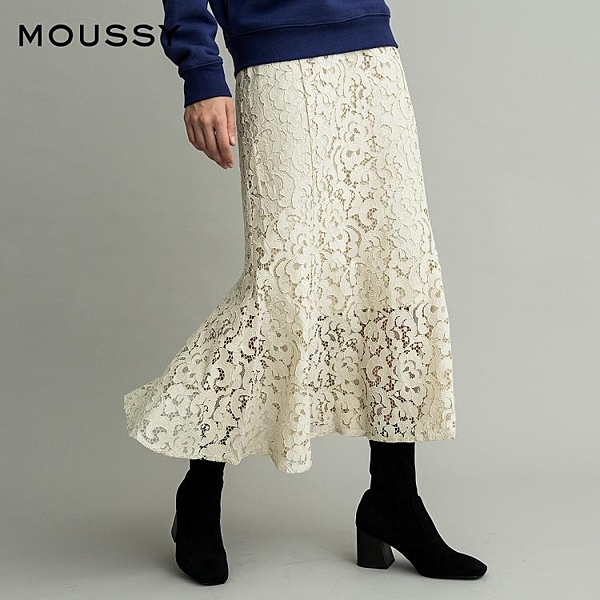 19秋冬新品高腰純色蕾絲中長款半身裙女