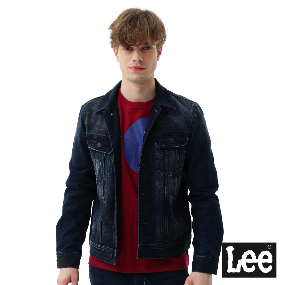 Lee 襯衫式牛仔外套-男款-深藍