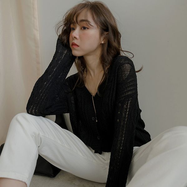 ★現折100$550★MIUSTAR 兩件式！微透V領麻花背心+排釦針織外套(共2色)0907 預購【NJ2187】