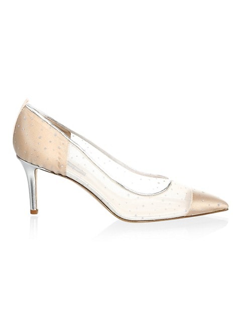 Leather pumps crafted as glass slippers; Covered heel, 2.75