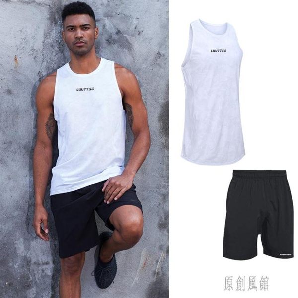 夏季運動套裝衣服背心男士寬鬆跑步訓練籃球速幹上衣短袖健身服 LJ4521【原創風館】