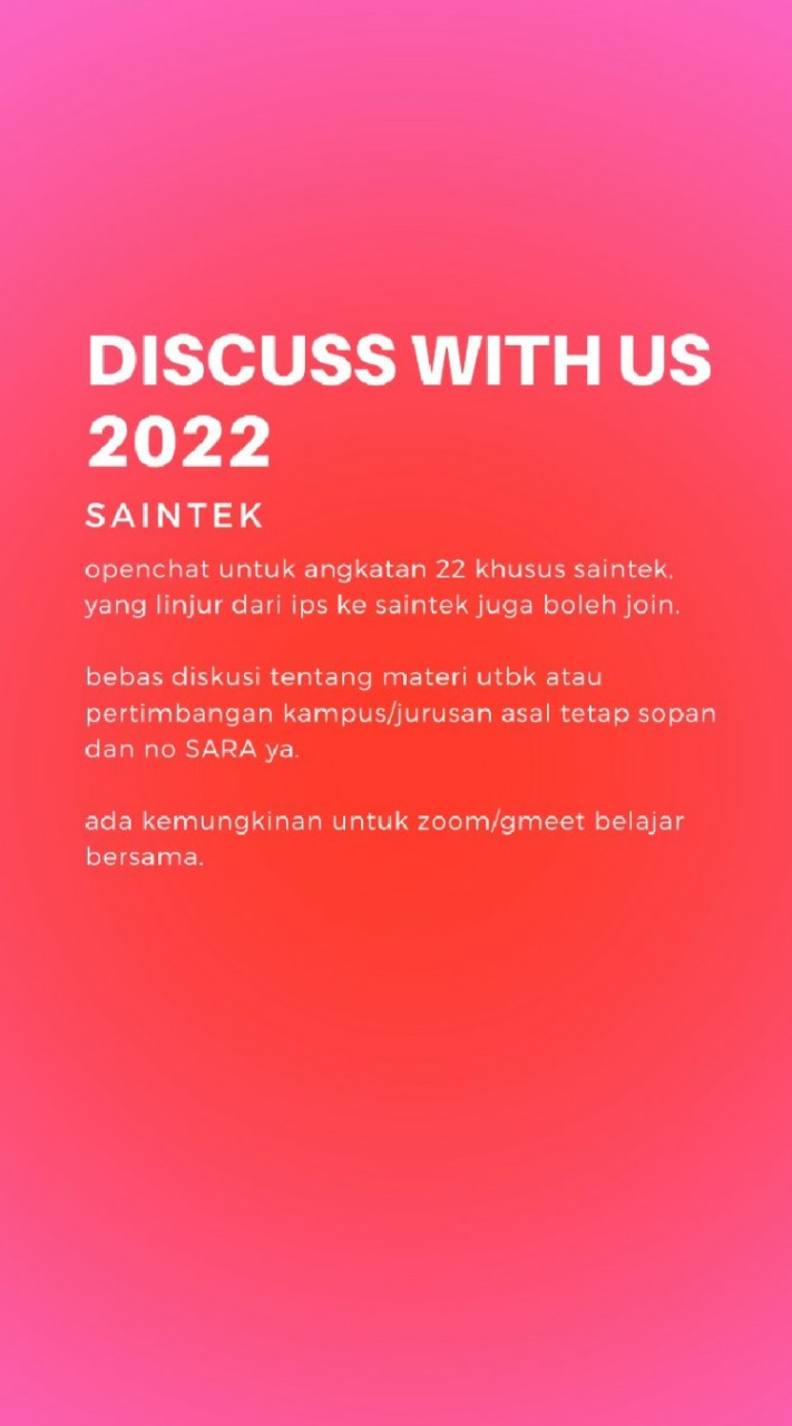 discuss with us saintek 2022 OpenChat