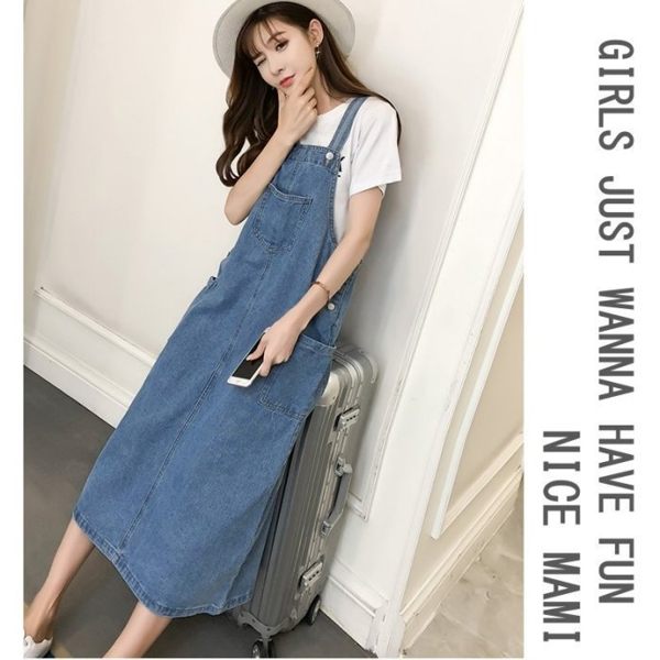 初心 牛仔吊帶裙 【D5390】 牛仔 吊帶裙 背心裙 長裙 長洋裝