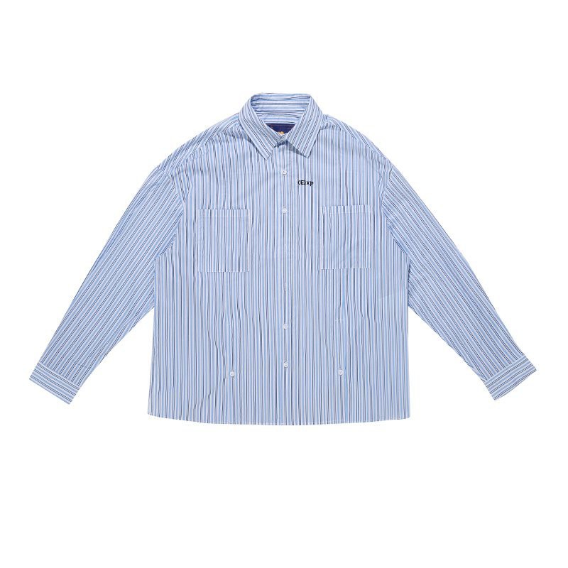 MOKACME 解構條紋長襯衫 藍白款